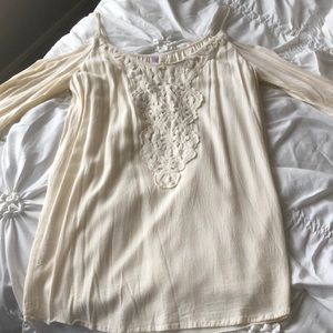Francescas off the shoulder cream dress size small